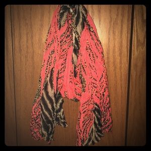 Coral leopard scarf